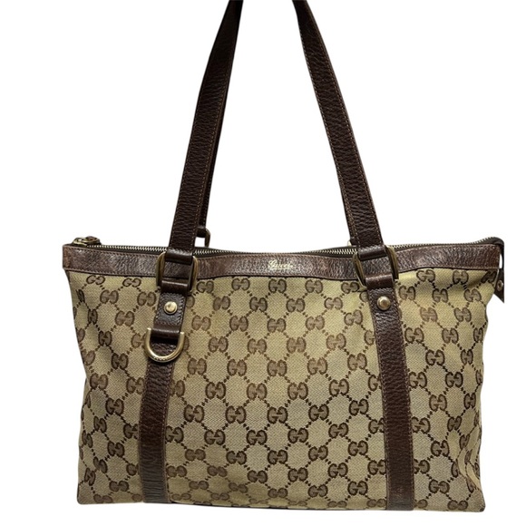 Gucci Handbags - Gucci Beige Brown GG Canvas Tote